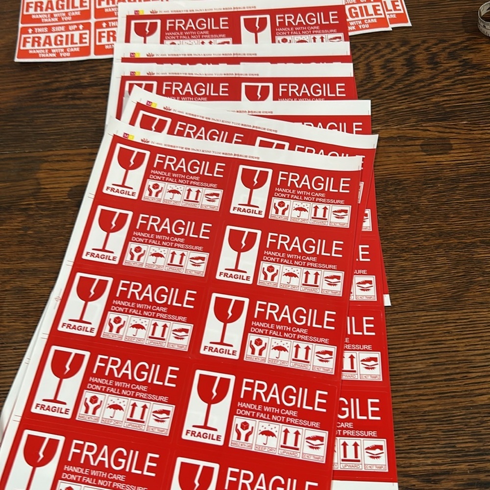 Red Fragile Stickers - Picture 4 of 4
